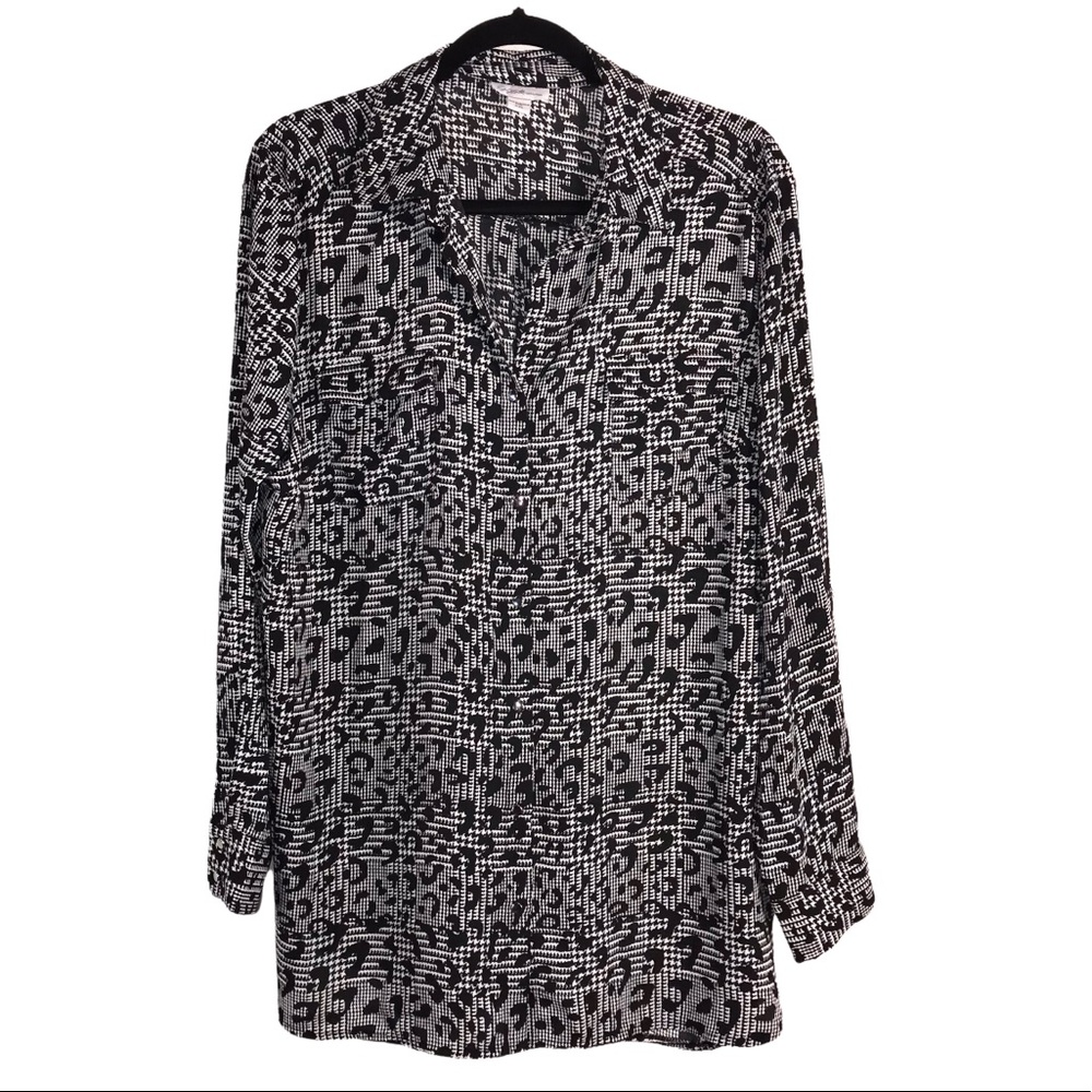 Plaid and Cheetah Mixed Print Tunic Shirt